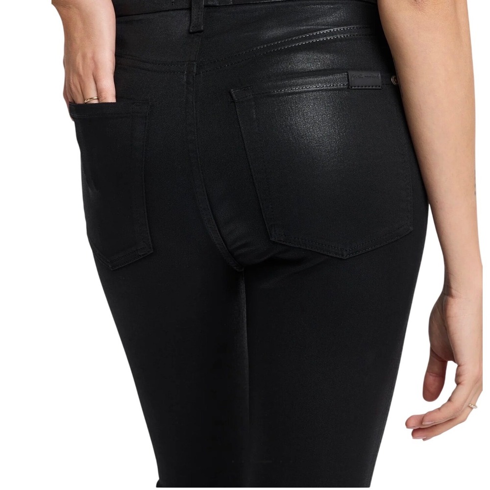 $228 NWOT 7 For All Mankind B(air) High Waist Ankle Skinny Jean Coated Blk Sz 29